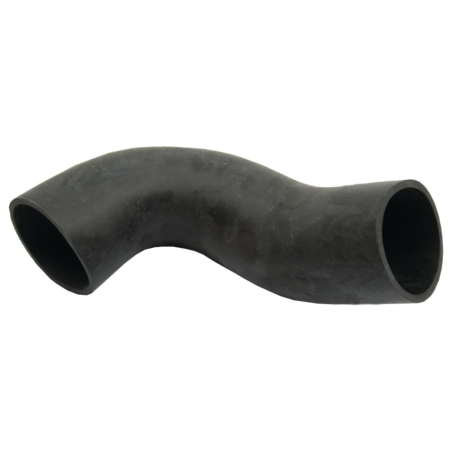 The Sparex Air Cleaner Hose (Part No. S.43280) is a black, curved rubber hose with a wavy shape and open ends, ideal for Massey Ferguson air cleaner systems.