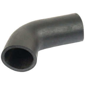 The Air Cleaner Hose (Sparex Part No.S.65320) by Sparex is a black, 90-degree rubber elbow pipe with a smooth surface and hollow interior, ideal for Oil Bath Outlet systems on Ford / New Holland machinery.
