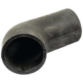 A black plastic 90-degree elbow pipe fitting, the Air Cleaner Hose | Sparex Part No.S.65323, is suitable for Ford / New Holland equipment and compatible with Sparex oil bath outlets.