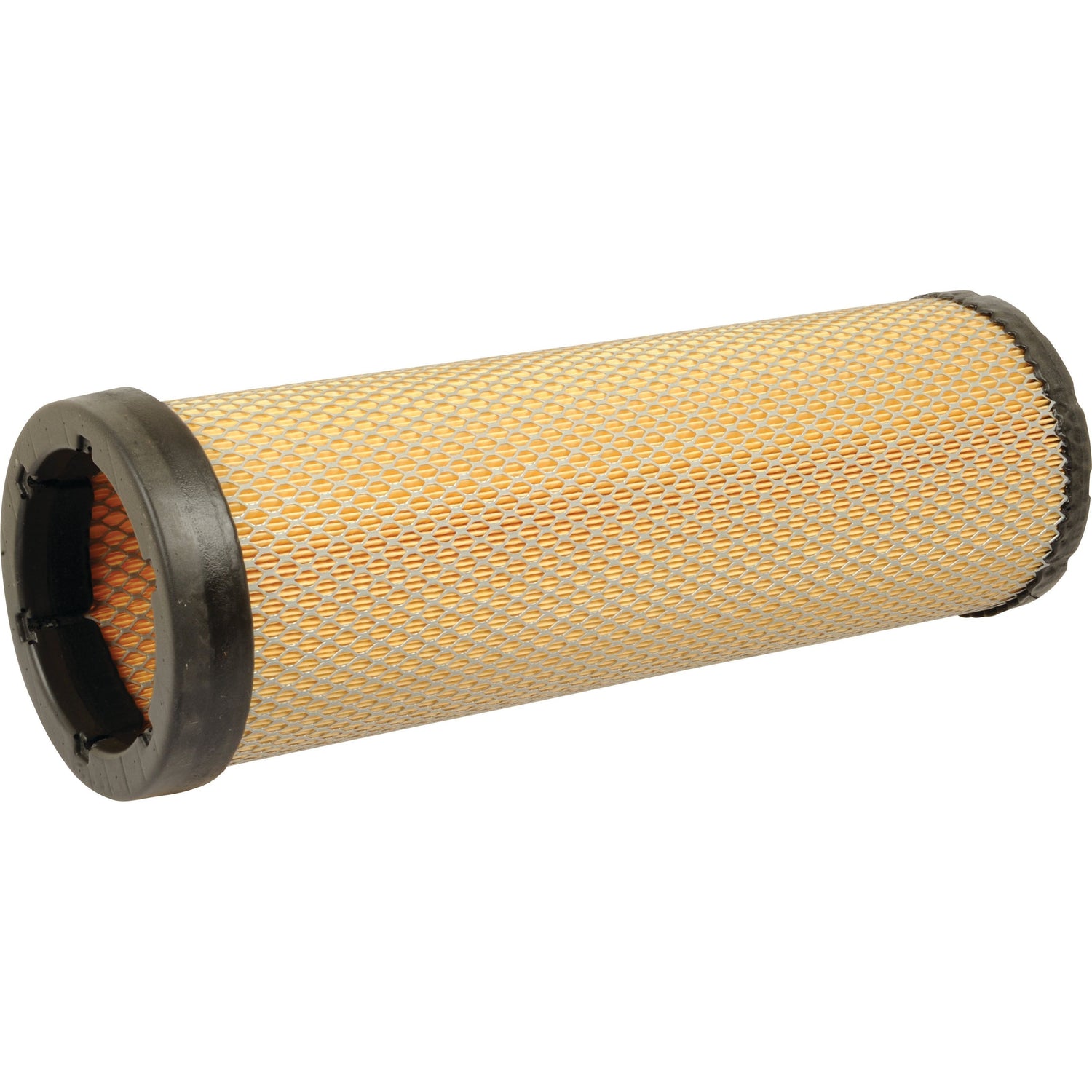 A Sparex Air Filter - Inner - AF25361 (Sparex Part No. S.76811), featuring a yellow mesh surface and black ends, is displayed horizontally on a white background.