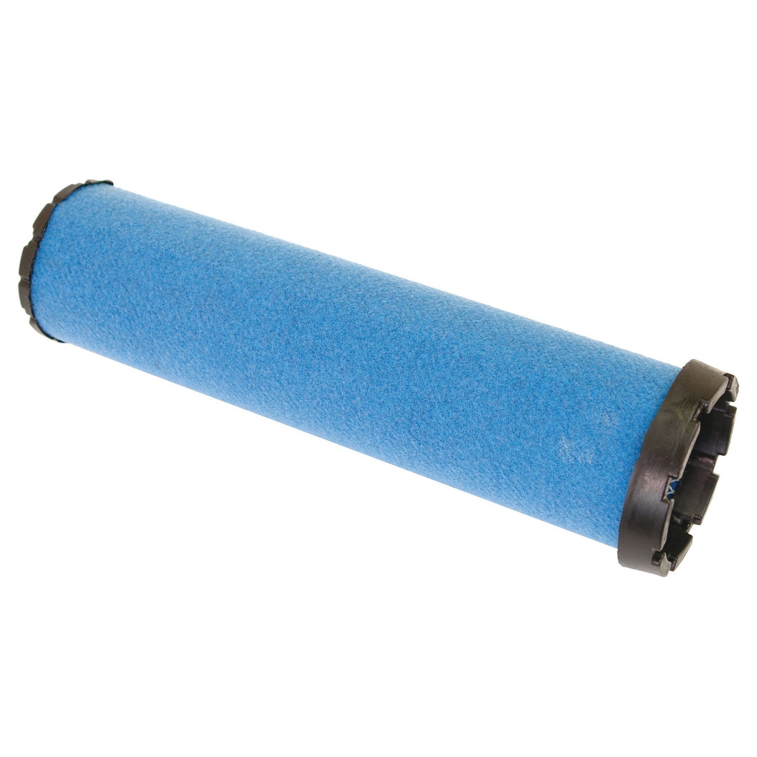 The Sparex AF25491 air filter, identifiable by its cylindrical blue design with black-capped ends, is commonly used in air purification systems.