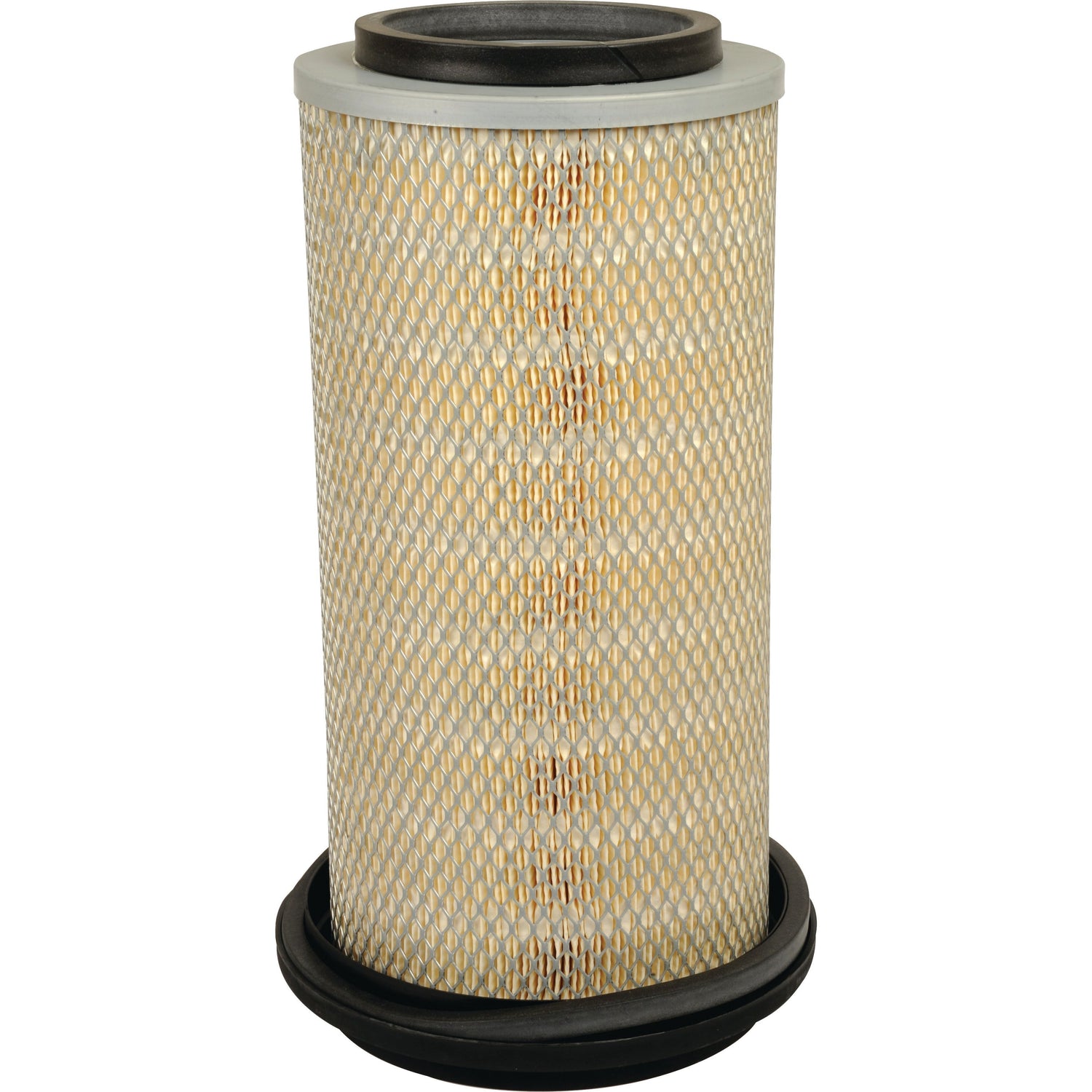 The Sparex AF1801 outer air filter, available as Sparex Part No. S.76565, features a cylindrical design with a mesh exterior and rubber end caps, making it ideal for machinery or automotive applications, including Deutz-Fahr AGROSTAR models.