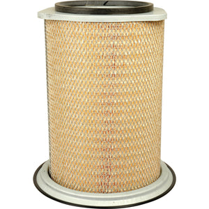 A cylindrical air filter with a metal frame and a pleated paper element, such as the Sparex Air Filter - Outer - AF25057 (Sparex Part No. S.62146), is designed to remove particles from the air.