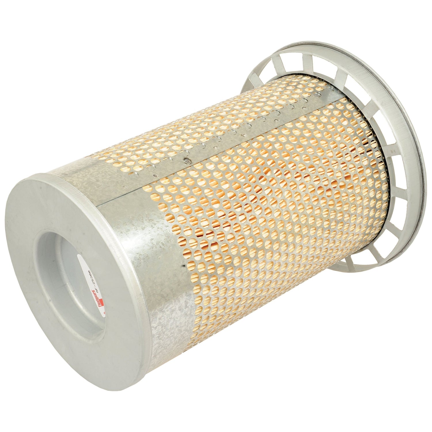 The Air Filter - Outer - AF25300 (Sparex Part No. S.76665) by Sparex is a cylindrical metal and mesh air filter with perforated sides and solid ends, designed for filtration use in John Deere machinery or HVAC systems.