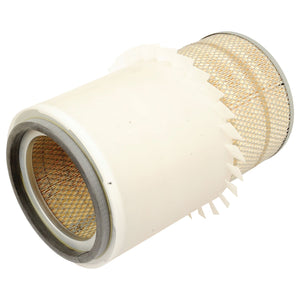 The Air Filter - Outer - AF4858KM (Sparex Part No. S.76934), designed by Sparex, is a cylindrical air filter featuring a white outer casing, metal mesh, and light gray circular rubber seals at both ends, crafted to meet the standards of Fleetguard.