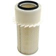 Image of a Sparex Air Filter - Outer (Sparex Part No. S.62143), featuring a white plastic top and a metallic mesh base, compatible with John Deere equipment.