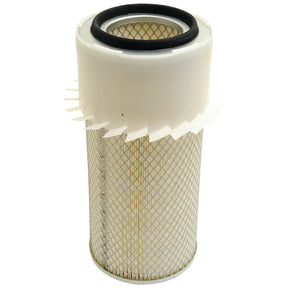Image of a Sparex Air Filter - Outer (Sparex Part No. S.62143), featuring a white plastic top and a metallic mesh base, compatible with John Deere equipment.
