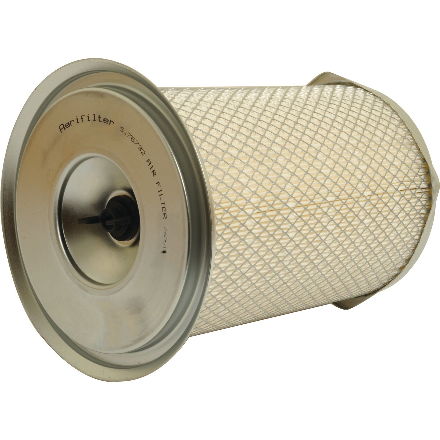 Introducing the Sparex Air Filter - Outer (Part No. S.76732), featuring a metal top and bottom with a mesh exterior, perfect for Massey Ferguson tractors.