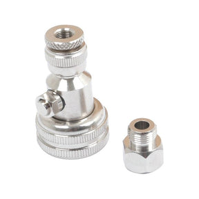 The Sparex Air/Water Adaptor Kit - S.61167 includes a metal quick-connect fitting featuring a knurled grip and an additional smaller component, making it ideal for fluid transfer systems and compatible with air/water valves on tractors.