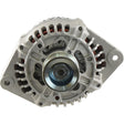 Close-up of a silver Sparex Alternator (Mahle) - 14V, 120 Amps with visible cooling vents and pulley mechanism, designed for engine componentry in Renault ARES 557 vehicles.