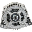 A close-up view of the Sparex Alternator (Mahle) - 14V, 200 Amps | Sparex Part No.S.150689, showcasing its mechanical design with visible vents, bolts, and central spindle.