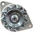 Close-up view of a Sparex Mahle Brand 14V, 33 Amps automobile alternator (Sparex Part No.S.62411) with visible fan blades, a single groove pulley, and mounting bracket.
