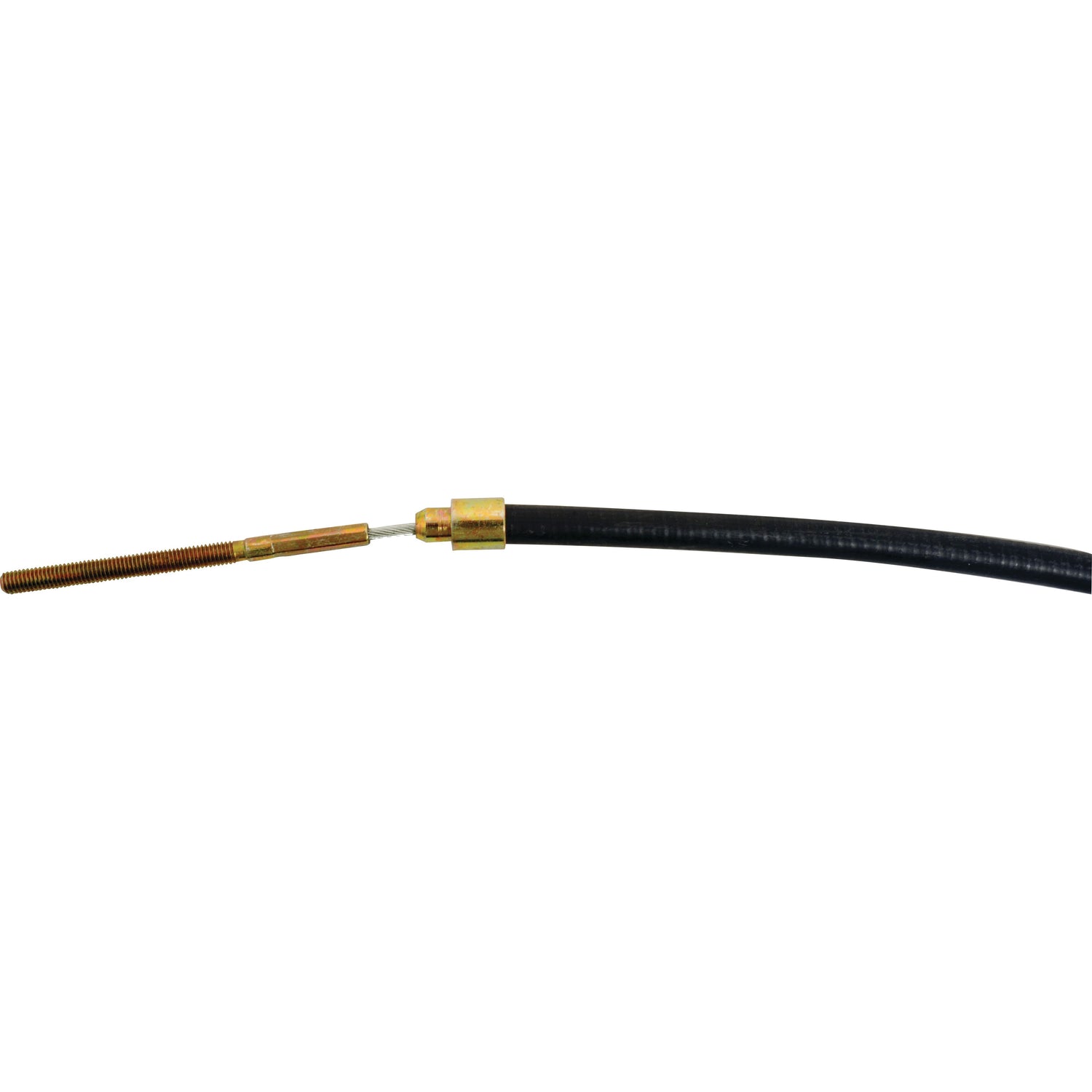 The Sparex Auto Hitch Cable (Sparex Part No. S.68693) is a black cable featuring a threaded metal rod at one end and a cylindrical metal fitting near the end section, perfect for use with Zetor tractors.
