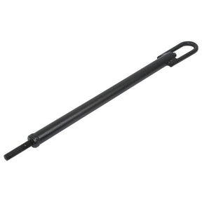 The Sparex Auto Hitch Lift Rod (Part No. S.57328) is a black, elongated metal tool with a threaded end and a loop at the opposite end, designed for various mechanical or construction applications.