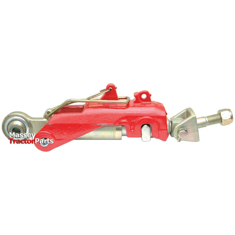A red and metallic farm equipment part, specifically the Sparex Automatic Bar Hole Stabiliser with Float Position (S.33165) suitable for Massey tractor models, is shown. The text "Massey Tractor Parts" is visible on the object.