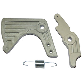 The Sparex Hydraulic Lift Arm Kit (Part No. S.59128) includes two differently shaped brackets and a tightly coiled tension spring, perfect for maintaining your Case IH equipment.