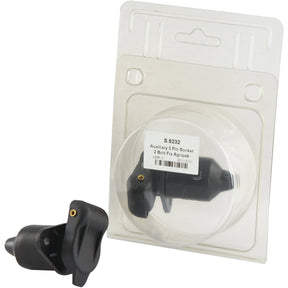 Plastic packaging containing a black Sparex 3 Pin Auxiliary Socket (Sparex Part No. S.5232) with a 2-bolt fixing mechanism and male pin. Another identical Sparex socket is placed outside of the packaging.