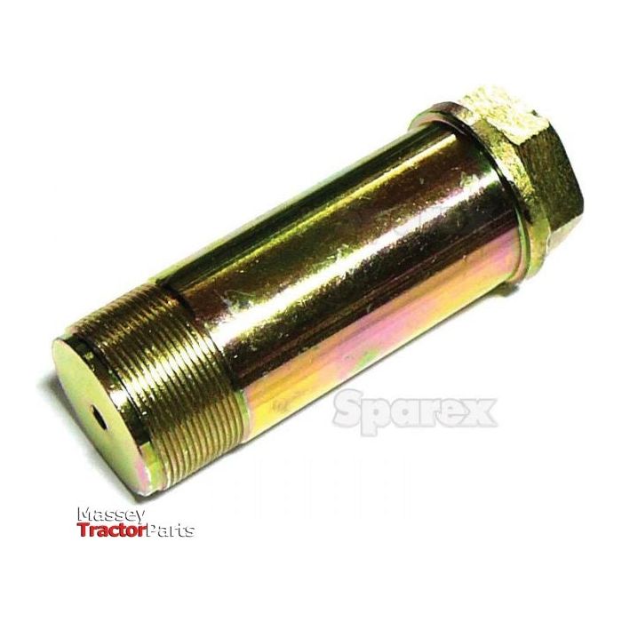 A Sparex axle pin, part number S.67553, compatible with Ford / New Holland models, featuring threaded ends and labeled "Massey Tractor Parts" in red and black text.