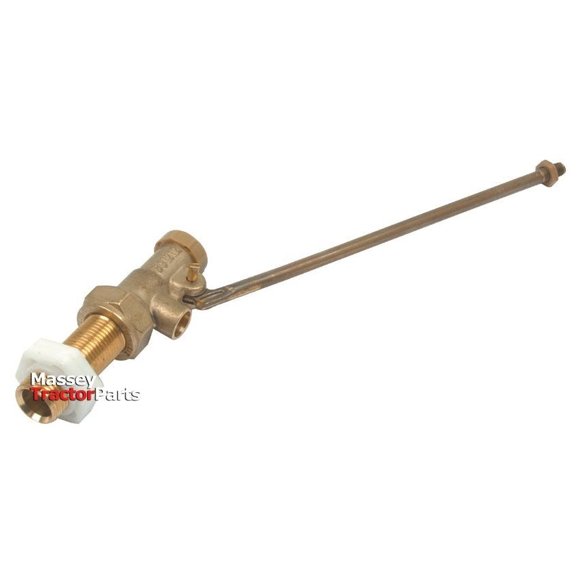 A brass tractor fuel shut-off valve by Sparex, labeled as "Ball Valve 1/2'' BSP x 2'', Sparex Part No. S.21283," featuring an attached long rod and a threaded end, specifically designed for durability.