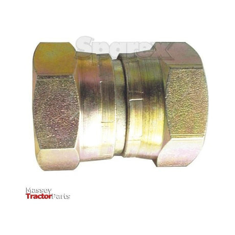 A metallic hydraulic quick coupling fitting with hexagonal ends is displayed against a white background. The brand Sparex appears in the lower left corner, along with a Hydraulic Adaptor 3/4'' BSP Swivel Female x 3/4'' BSP Swivel Female | Sparex Part No.S.4689.