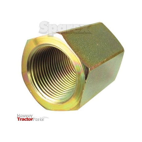Hydraulic Adaptor 3/8'' BSP male with 3/8'' BSP Connecting Nut, identified as Sparex Part No. S.35113, may serve as a replacement component for agricultural machinery. The words "Sparex" and "Massey Tractor Parts" are visible on the product, indicating its suitability as a hydraulic adaptor.