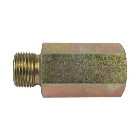 The Sparex Hydraulic Extension Adaptor 1/2" BSP male - M22 female (Sparex Part No. S.35100) features a 1/2" BSP male fitting on one end and an unthreaded hexagonal body, making it perfect as a hose extension adaptor.
