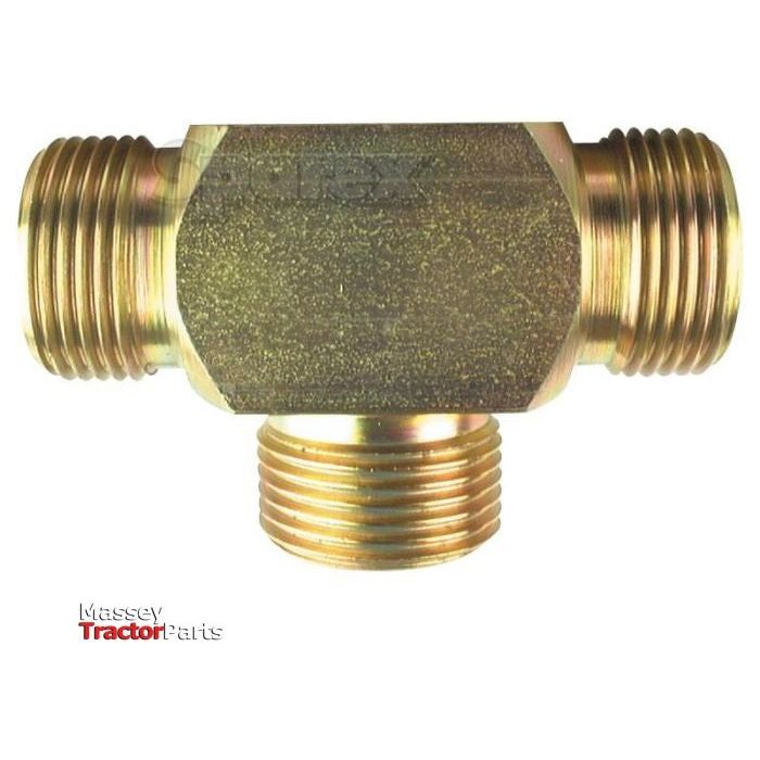 A brass hydraulic tee piece with 1/2'' BSP male threaded ends, displayed against a white background. The text "Massey Tractor Parts" is visible in the bottom left corner, while "Sparex Part No.S.4700" subtly hints at its quality as a reliable product from the brand Sparex.