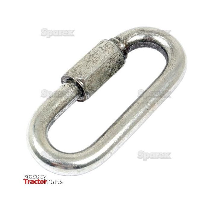 A metallic oval-shaped quick link with a screw gate closure, commonly used for connecting chains or securing loads. The words "Sparex Massey Tractor Parts" are partially visible in the bottom left corner. The product is identified as the BZP Chain Quick Link Ø14mm from Sparex, part number S.3887.