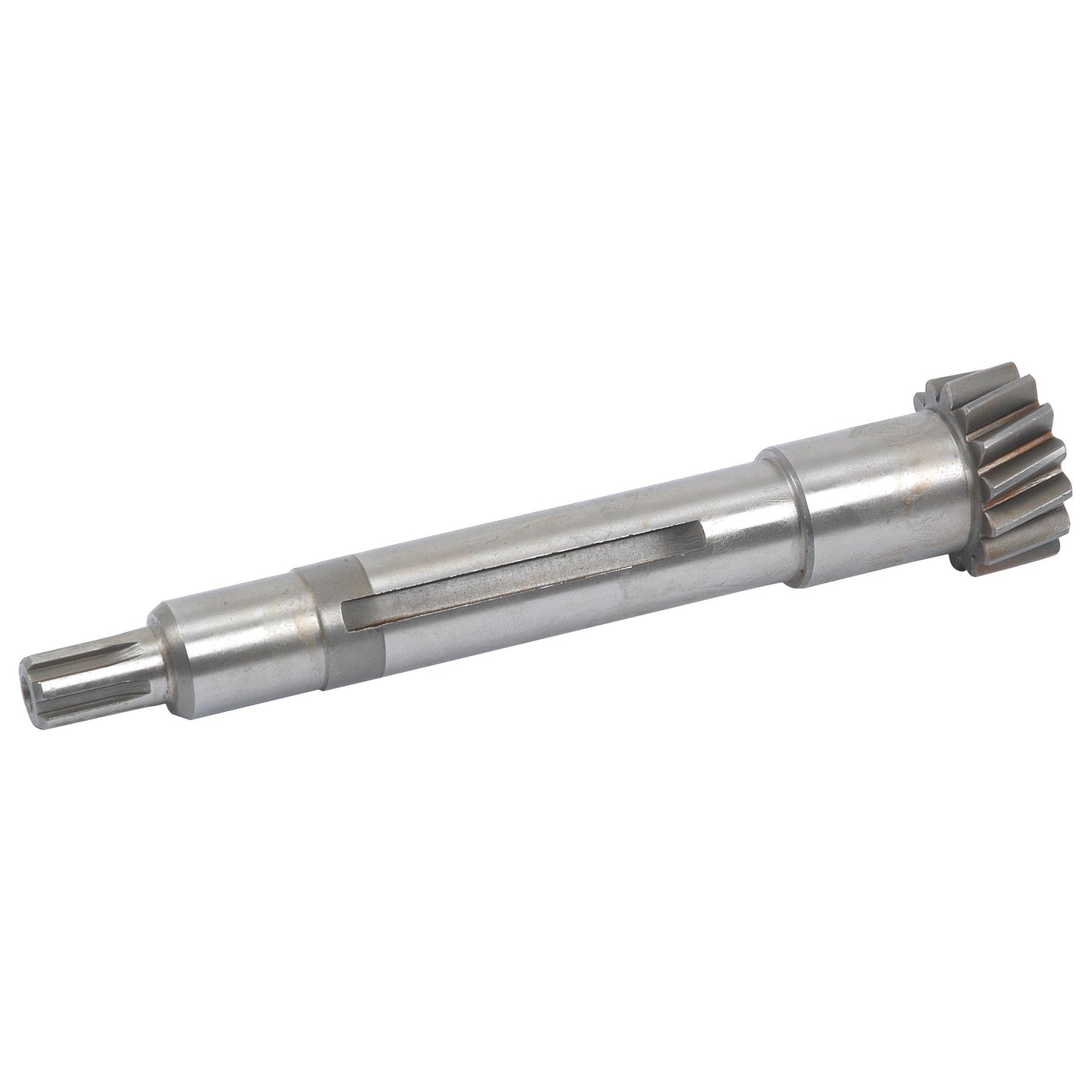The Balancer Drive Shaft, Sparex Part No. S.40510, is a metallic gear shaft featuring grooves and teeth commonly used as a drive shaft in mechanical assemblies and machinery, such as those found in Massey Ferguson equipment.