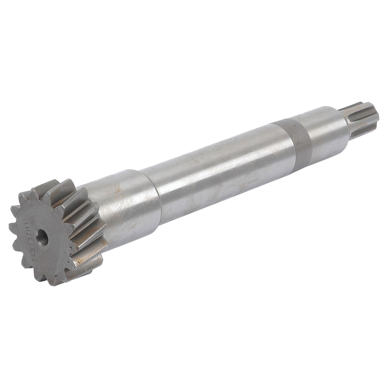 A Sparex Balancer Drive Shaft (Part No. S.40510) featuring a smooth, balanced cylindrical body with toothed gears at one end, commonly used in Massey Ferguson machinery.