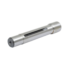 The Sparex Balancer Drive Shaft, part number S.40511, is a steel cylindrical tool with a slit running lengthwise. It features a wider section at one end and a narrower hole at the opposite end, making it ideal for use as a balancer in drive shaft assemblies.
