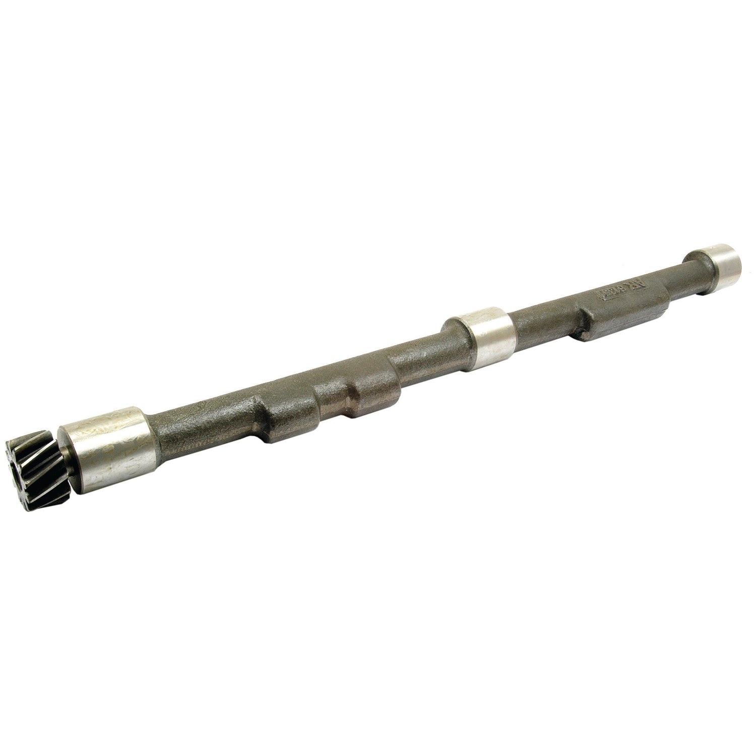 The Balancer Shaft Assembly RH | Sparex Part No.S.60416 is a metal camshaft with gear teeth at one end and smooth cylindrical sections, designed to be compatible with John Deere engines.
