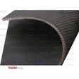 A close-up view of a black, textured rubber conveyor belt with white stitching along the edge, showcasing its impressive resistance; branded Sparex Baler Belt - Flat 220 x 6.2mm - S.128848.