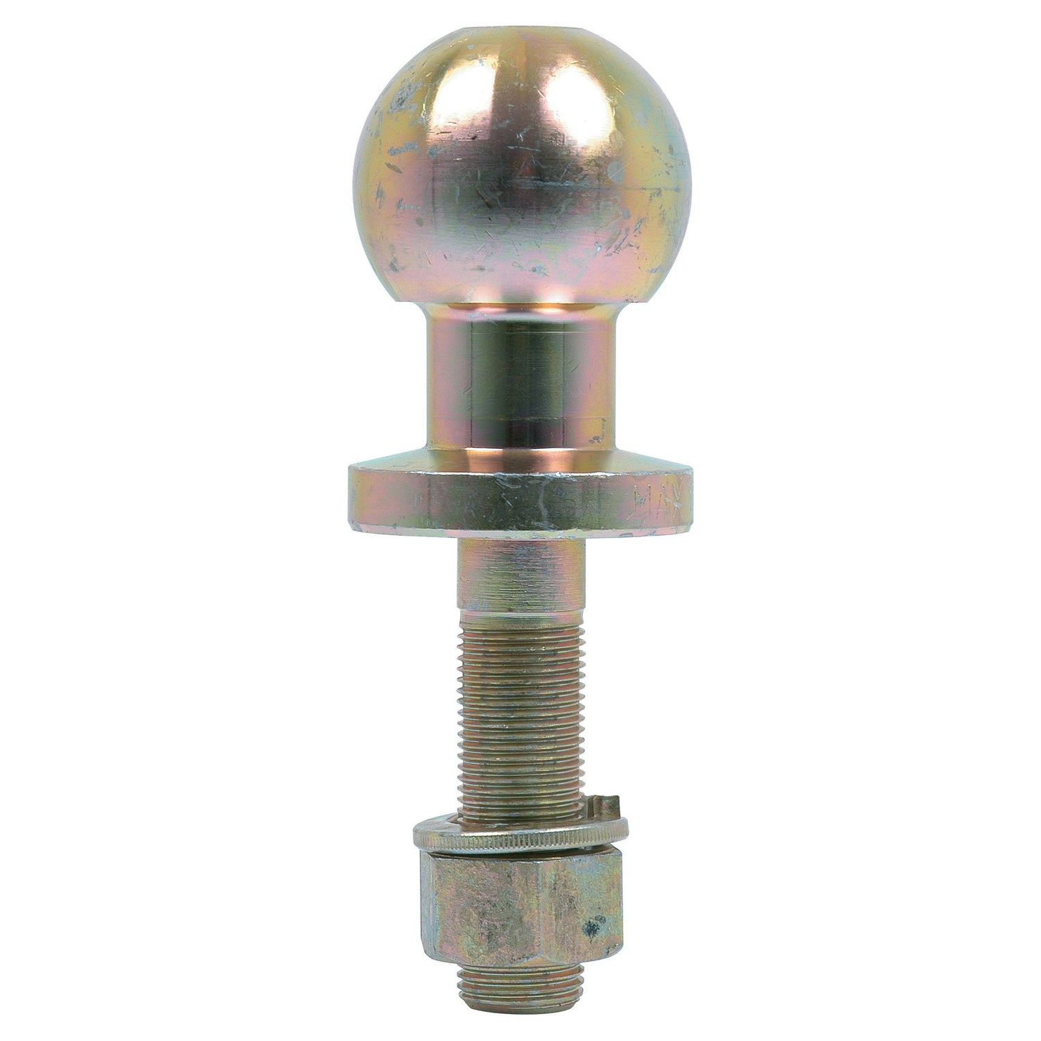 The Sparex Ball Hitch Pin, 500Kg (Short) - S.3340 is a metallic hitch ball with a threaded shank and nut, suitable for various towing applications.