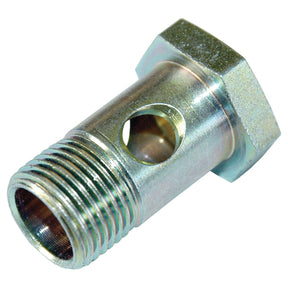The Sparex Banjo Bolt M14 x 1.50 - 26mm (Part No.S.1761426) is a metric metal hex head bolt with a hollow center and threaded end, featuring two side holes near the hex head and a metallic color.
