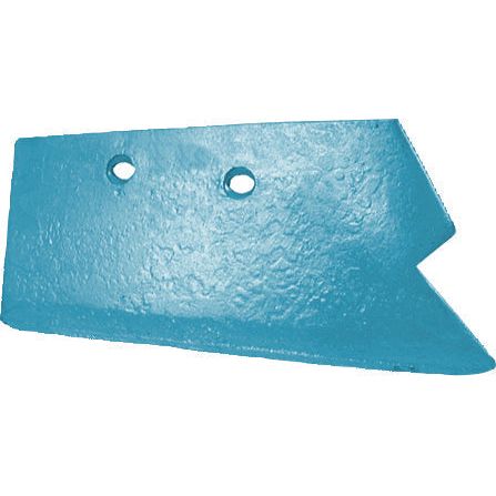 The Sparex Bar Point Share, 12'' (305mm) - RH (Ransomes), identified by Sparex Part No.S.127700 and fitting as PASC521, is a blue metal blade with two holes and a pointed edge on the right side, ideal for use with Ransome SCN equipment.