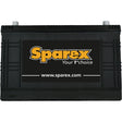 A black Sparex Battery 628, featuring "Your 1st choice" printed in orange and white text on the front, offers an AH capacity of 180 at 20HR. The website "www.sparex.com" is also displayed.