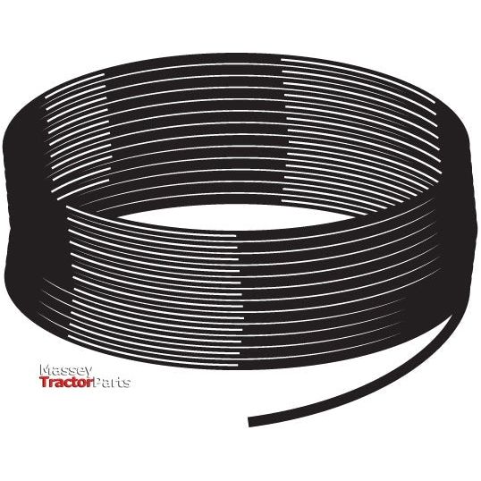 A coil of Battery Cable (35mm²) - S.5972 by Sparex with the text "Massey Tractor Parts" in the bottom left corner, featuring a twisted design.