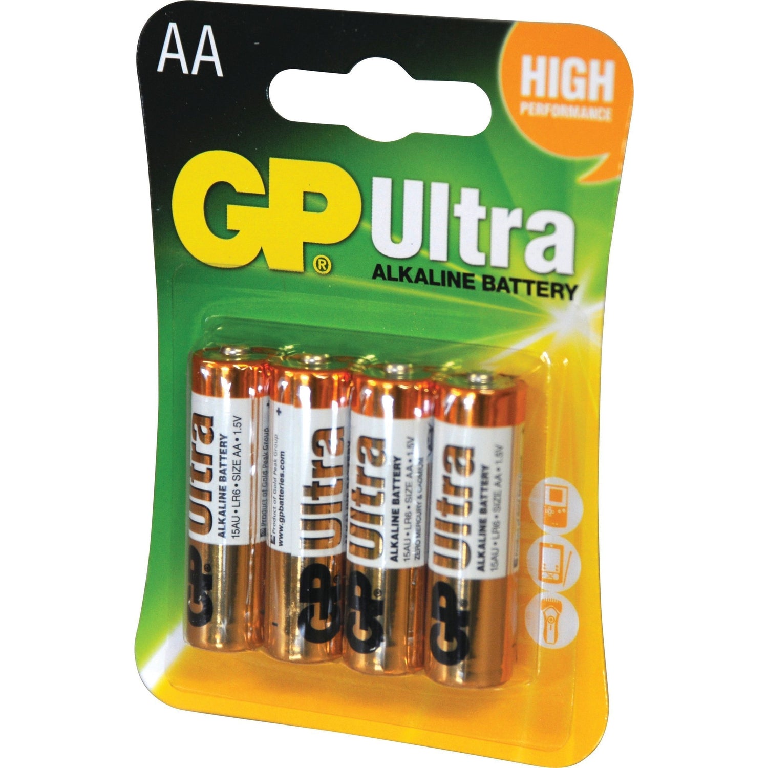 A pack of four Sparex Battery - MN1500/LR6/AA/AM3 (Part No. S.71207) alkaline batteries in a green, orange, and yellow blister packaging labeled "High Performance," featuring 1.5V power for reliable use.