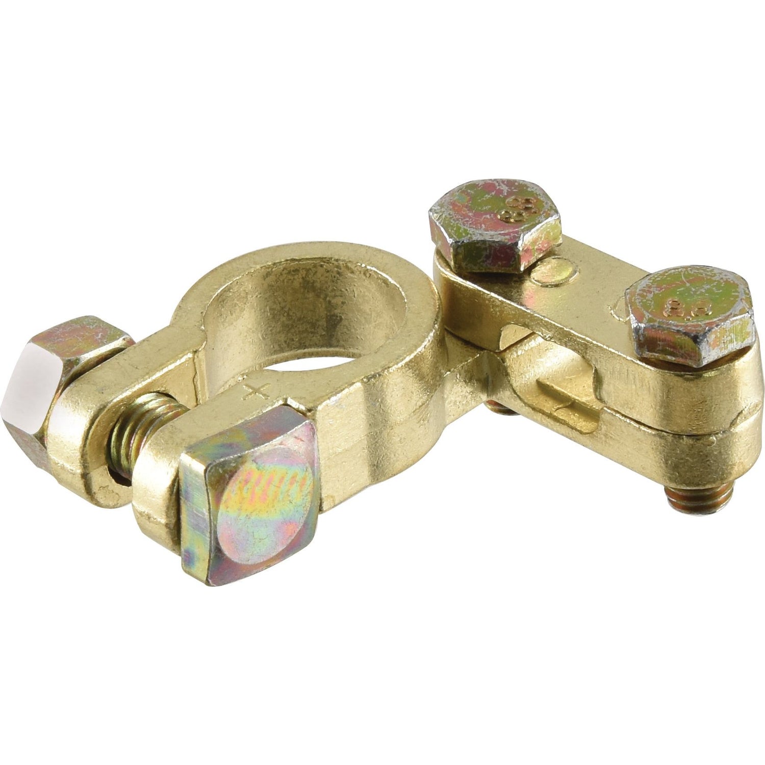 A close-up of the Sparex Battery Terminal (Standard Duty) Positive | Sparex Part No. S.5088, featuring hexagonal bolts.