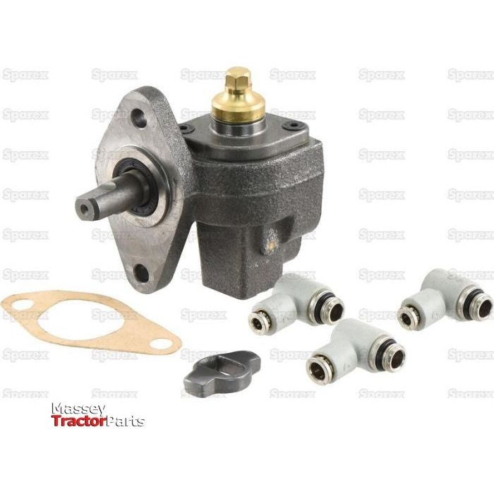 An oil pump to fit as 6080200014, including mounting gasket, fittings, and small components. Brand: Sparex, Sparex Part No.S.143466. Labelled as "Massey Tractor Parts.