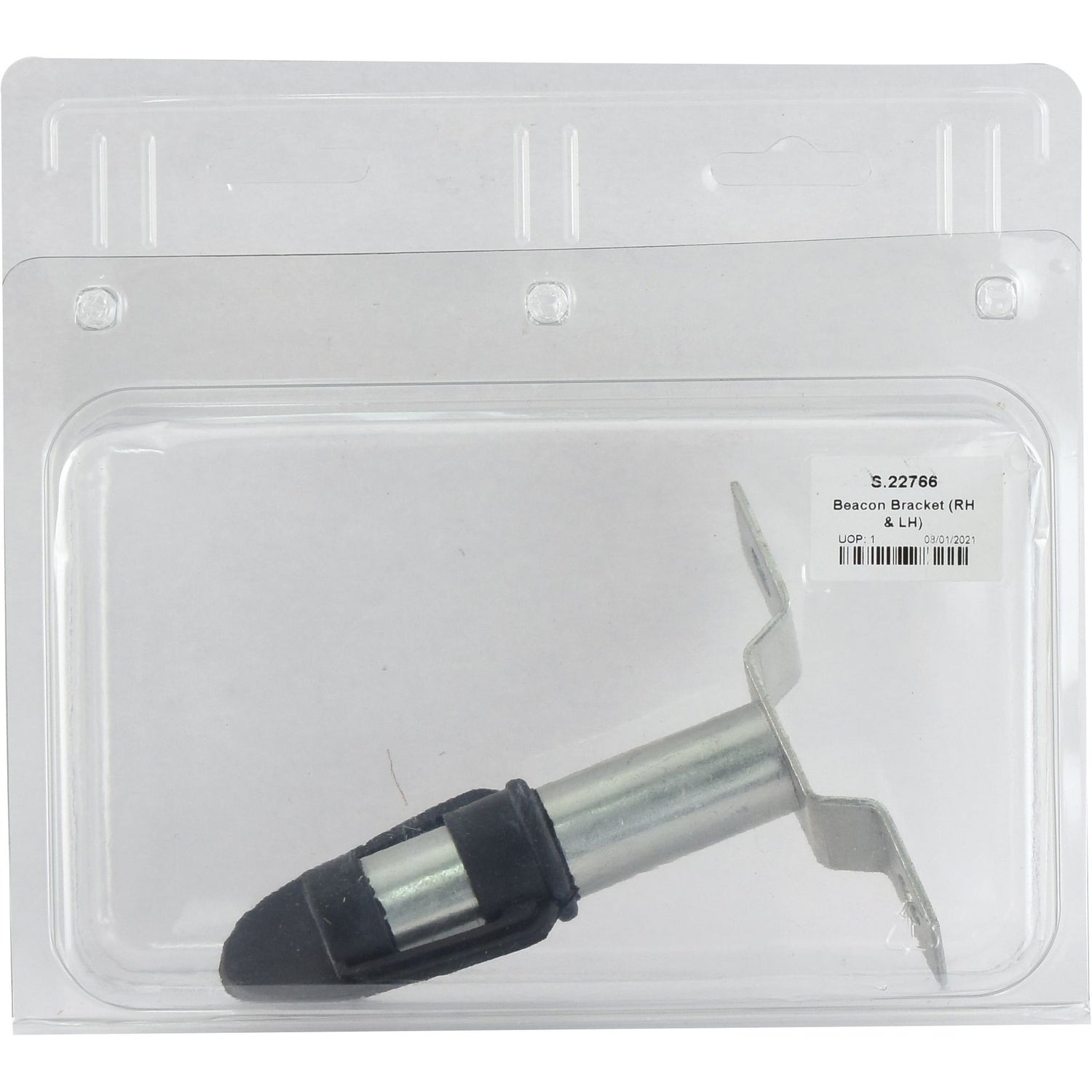 Plastic packaging containing a Sparex Beacon Bracket (RH & LH) with a black rubber end cap, labeled with product code S.22766.