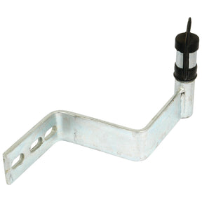 The Beacon Bracket (RH) - S.50848 by Sparex is a metal bracket featuring a right-angle bend and multiple mounting holes, culminating in a cylindrical plastic cap with a locking mechanism, and it is compatible with RH Pin and Sparex parts.