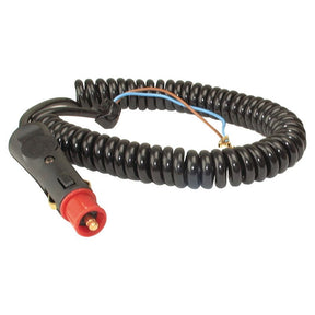 The Beacon Cable Assembly (Sparex Part No. S.11825) by Sparex features a coiled black design with a red dual function plug on one end and exposed wires on the other, making it perfect for 12V applications.