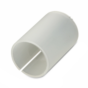 A white cylindrical plastic tube with a vertical slot cut into one side, resembling an AGCO Massey Ferguson bearing, part number 3713905M1, often found in the 200 Series tractors.