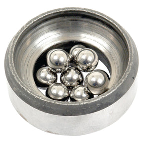 Shown is the Sparex Bearing Replacement for Massey Ferguson, Part No. S.73590, featuring a metal bearing casing that contains several shiny steel ball bearings. Ideal as a replacement bearing for various machinery models, including the Massey Ferguson 3473264M1.