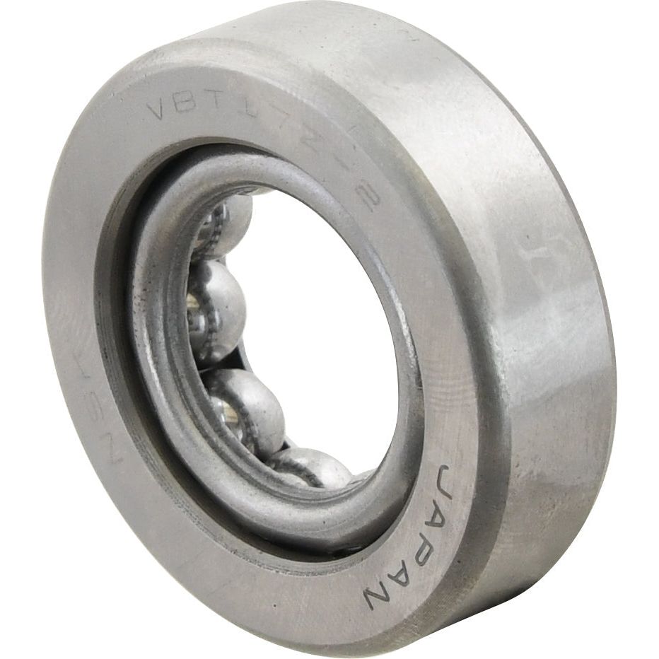 A metal angular contact bearing with several steel balls encased in an annular ring. The metric bearing, named "Sparex Angular Contact Bearing (VBT17/2) - S.70572," has markings including "Sparex" and "JAPAN".