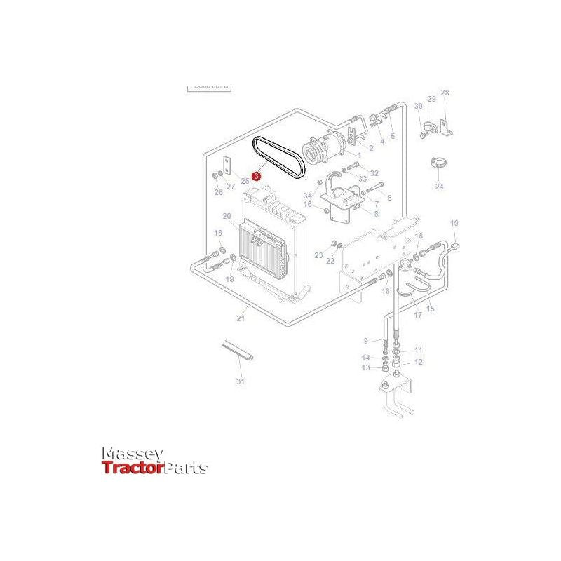 Massey Ferguson Belt Air Conditioner - 3386214M1 | OEM | Massey Ferguson parts | Air Conditioning-Massey Ferguson-Drive Belts,Drive Belts & Components,Engine & Filters,Farming Parts,Tractor Parts