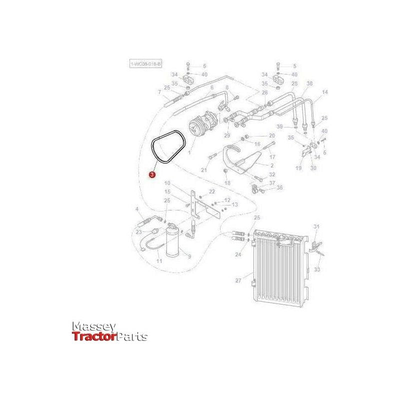 Massey Ferguson Belt Air Conditioner - 3389525M1 | OEM | Massey Ferguson parts | Air Conditioning-Massey Ferguson-Drive Belts,Drive Belts & Components,Engine & Filters,Farming Parts,Tractor Parts