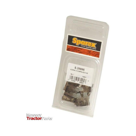 A plastic package containing a set of metal fuses, labeled "Sparex S.28995" and "Blade Fuse 2.0A, 10 pcs." The packaging features Agripak branding and is displayed against a white background.